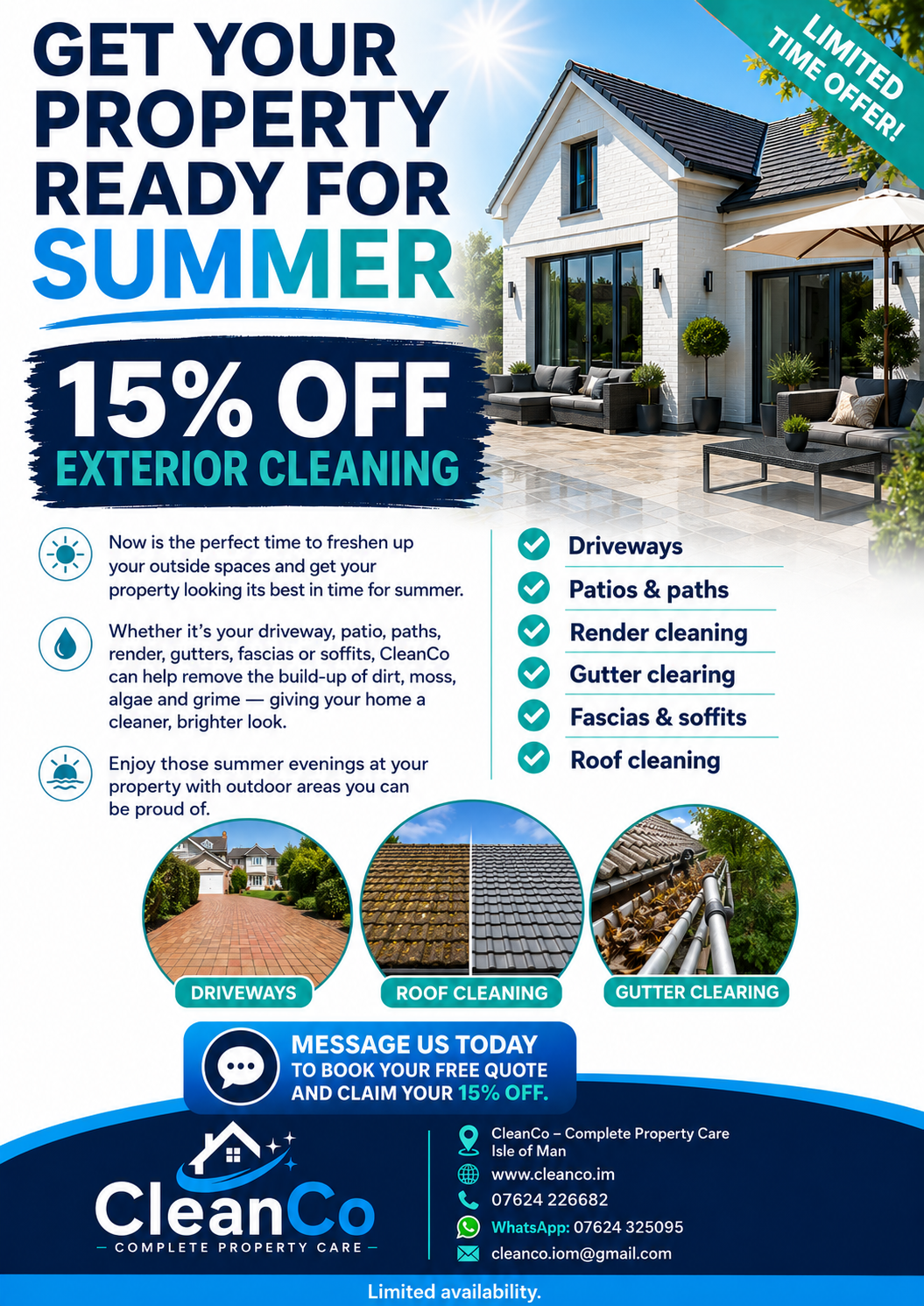 CleanCo 15% off exterior cleaning summer special offer
