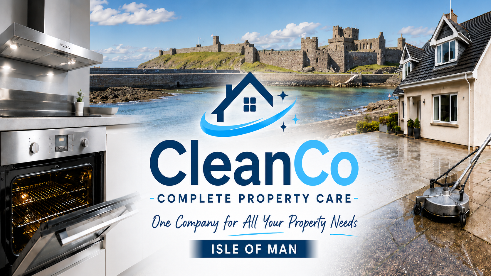 CleanCo — complete property care across the Isle of Man: kitchen appliance cleaning, exterior cleaning, gutters, holiday lets and key holding
